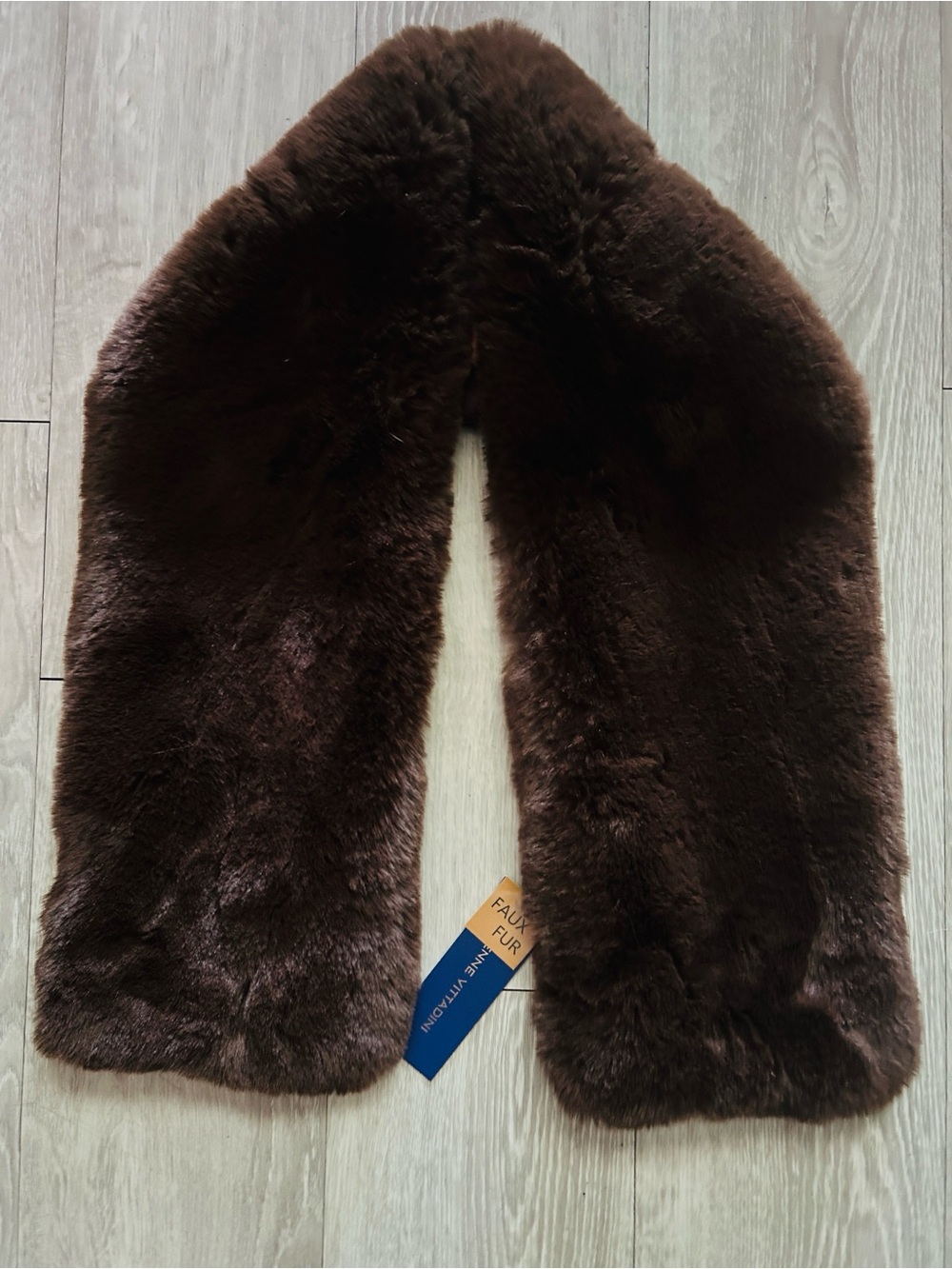 Adrienne Vittadini Faux Fur Pull-thru Brown Scarf